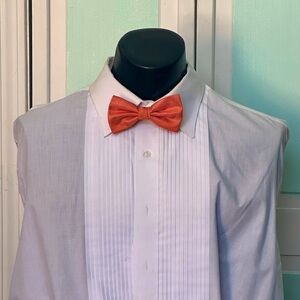 Tangerine Neon Orange  Bowtie Bow Tie Wedding Prom Tuxedo Herringbone pre tied